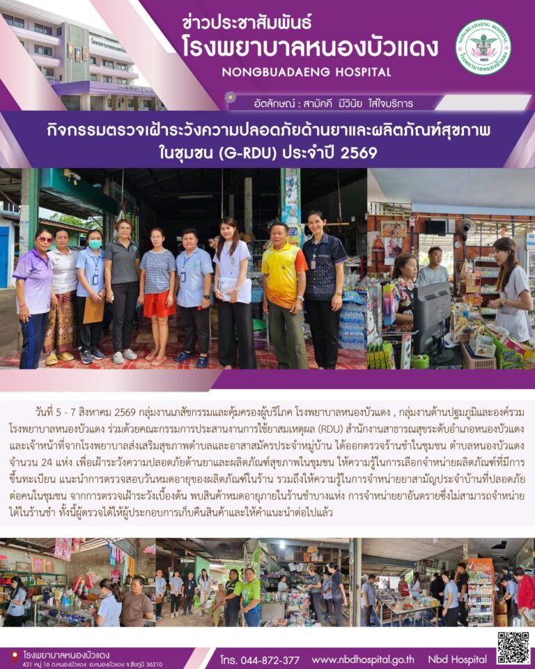 กิจกรรมตรวจเฝ้าระวังความปลอดภัยด้านยาและผลิตภัณฑ์สุขภาพในชุมชน (G-RDU) ประจำปี 2569